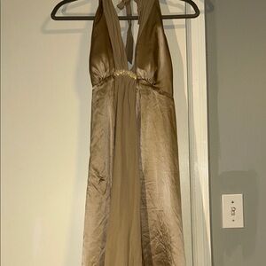 Elegant Gold Halter Dress
